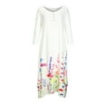 thumbnail image 4 of Moda casual mujer casual manga larga con cuello en v estampado floral vestidos largos irregulares vestido Pompotops hdfakjf7632, 4 of 7