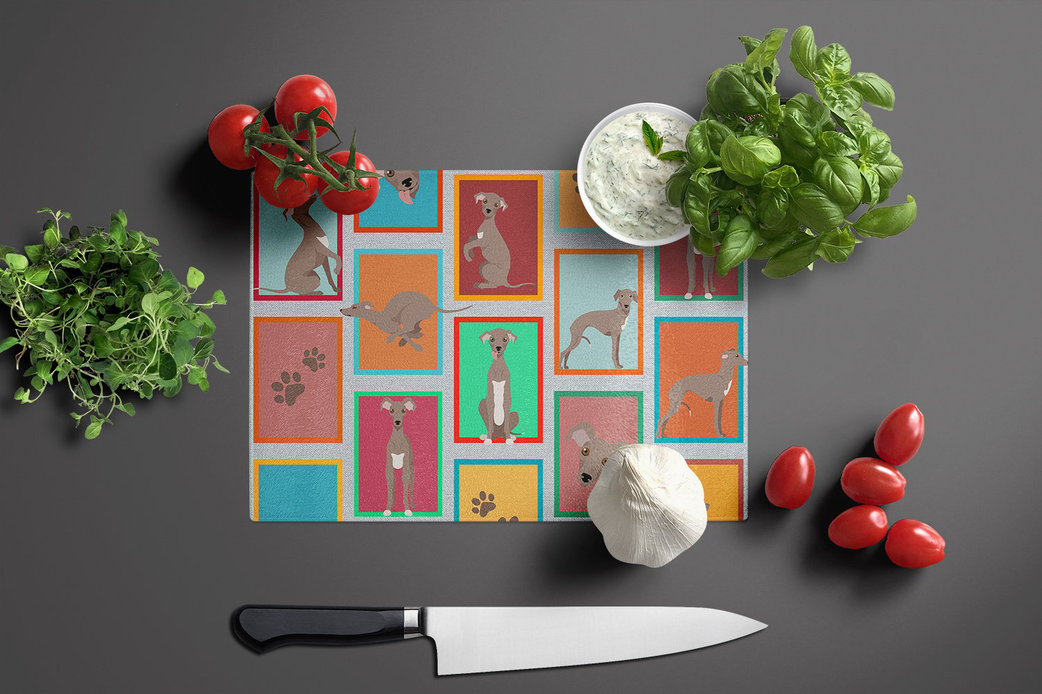 thumbnail image 3 of Lots of Fawn Italian Greyhound Glass Cutting Board Large 12 in x 15 in, 3 of 5