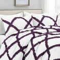 thumbnail image 3 of D.N.G. BEDDINGS 3 Piece Luxury Two Tone Diamond Ruffle Pattern Comforter Set Premium Super Soft, All Season 800 Thread Count 100% Egyptian Cotton King/California King Size Plum/White Solid Color, 3 of 4