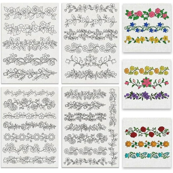 Cloth 4 Sheets 11.6x8.2 Inch Stick and Stitch Embroidery Patterns Non-woven Fabrics Water Soluble Embroidery Stabilizers Flower 297x210mmm