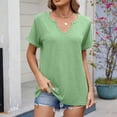 thumbnail image 2 of Plus Size Womens Casual V Neck Short Sleeve Basic T Shirt Comfortable Solid Color Top for Everyday Wear, 2 of 7