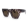 thumbnail image 5 of Womens Art Nouveau Deco Thick Plastic Horn Rectangle Sunglasses Brown Slate Tortoise, 5 of 7