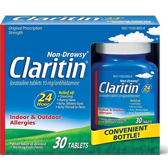 Claritin Loratadine Indoor & Outdoor Allergy Relief, Non-Drowsy, 30ct, 4 Pack