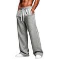thumbnail image 2 of Mens Fleece Lined Sweatpants, Loose Fit Straight Leg Joggers, Drawstring Elastic Waist Casual Pants For Winter Daily Wear Gray 2XL, 2 of 6