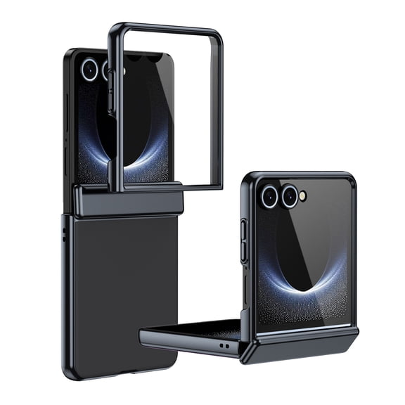 Dteck Case for Samsung Galaxy Z Flip8 ,Shockproof PC Case Built-in Front Screen Protector Hinge Protection Cover for Galax Z Flip 8,Black