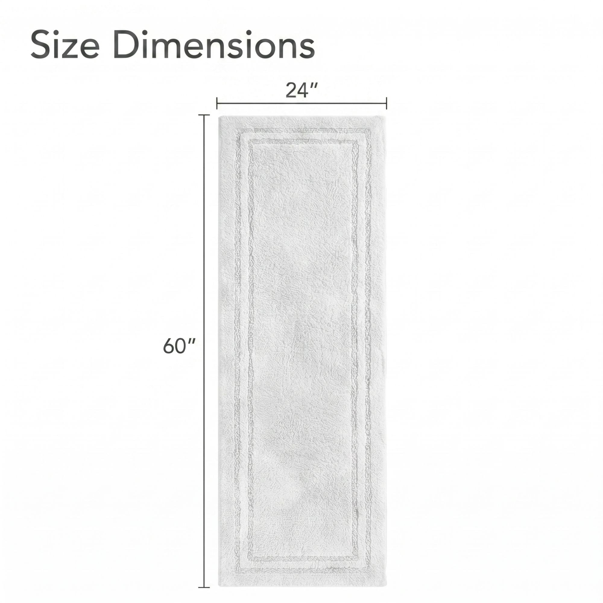 Superior Solid Bordered Cotton Washable Non-Slip Bath Rug, Runner Size, White