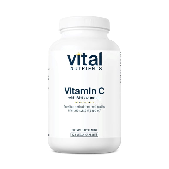 Vital Nutrients Vitamin C with Bioflavonoids | Vegan Supplement for Immune Support | 1000mg Vitamin C and 500mg Citrus Bioflavonoid | Gluten, Dairy and Soy Free | Non-GMO | 220 Capsules