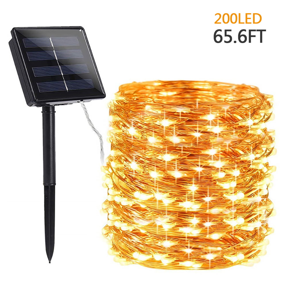 Solar Powered 10/20M 33/66Ft 100/200 LED Copper Wire Light String Fairy Xmas CA 