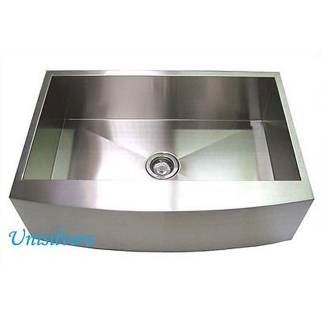 30 in. Stainless Steel Zero Radius Single Bowl Curved Front Farm Apron Kitchen Sink