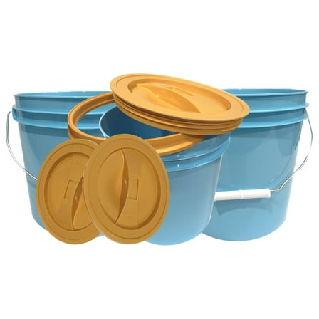 Food Grade 2 Gallon Plastic Bucket with Screw on Lid - Made in USA containers - Pack of 3