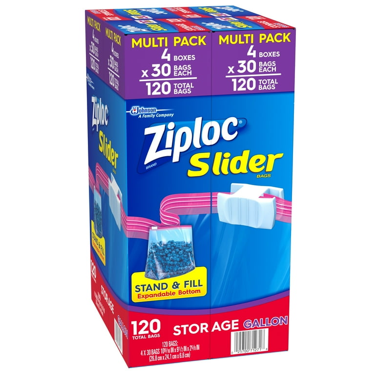 Hefty Slider Storage Bag, Gallon, 30 Ct (Pack of 4)