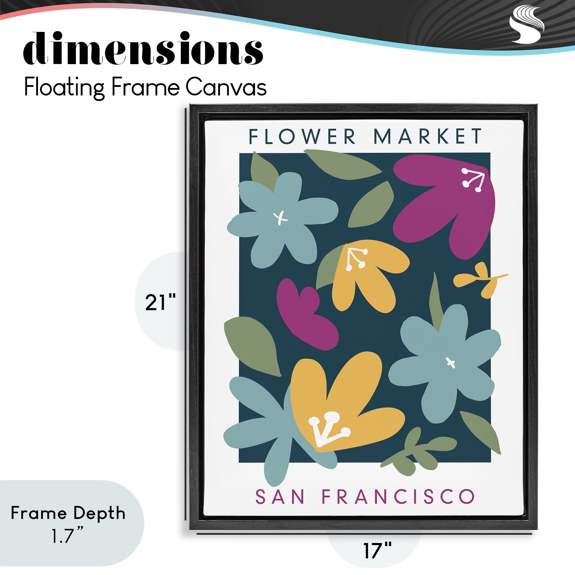 Stupell Industries Whimsical Flower Market Black Framed Floater Canvas Wall Art, design by Anna Quach