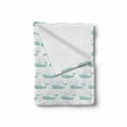 thumbnail image 2 of Whales Soft Flannel Fleece Blanket, Abstract Symmetric Mammal Fish with Marine Themed Ornamental Illustration, Cozy Plush for Indoor and Outdoor Use, 50" x 70", Mint Green and White, by Ambesonne, 2 of 6
