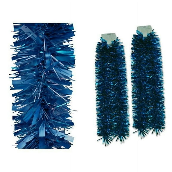 Queens of Christmas TGAR-06-AQ-2PK 6 ft. Deluxe Tinsel Garland, Aqua - Pack of 2