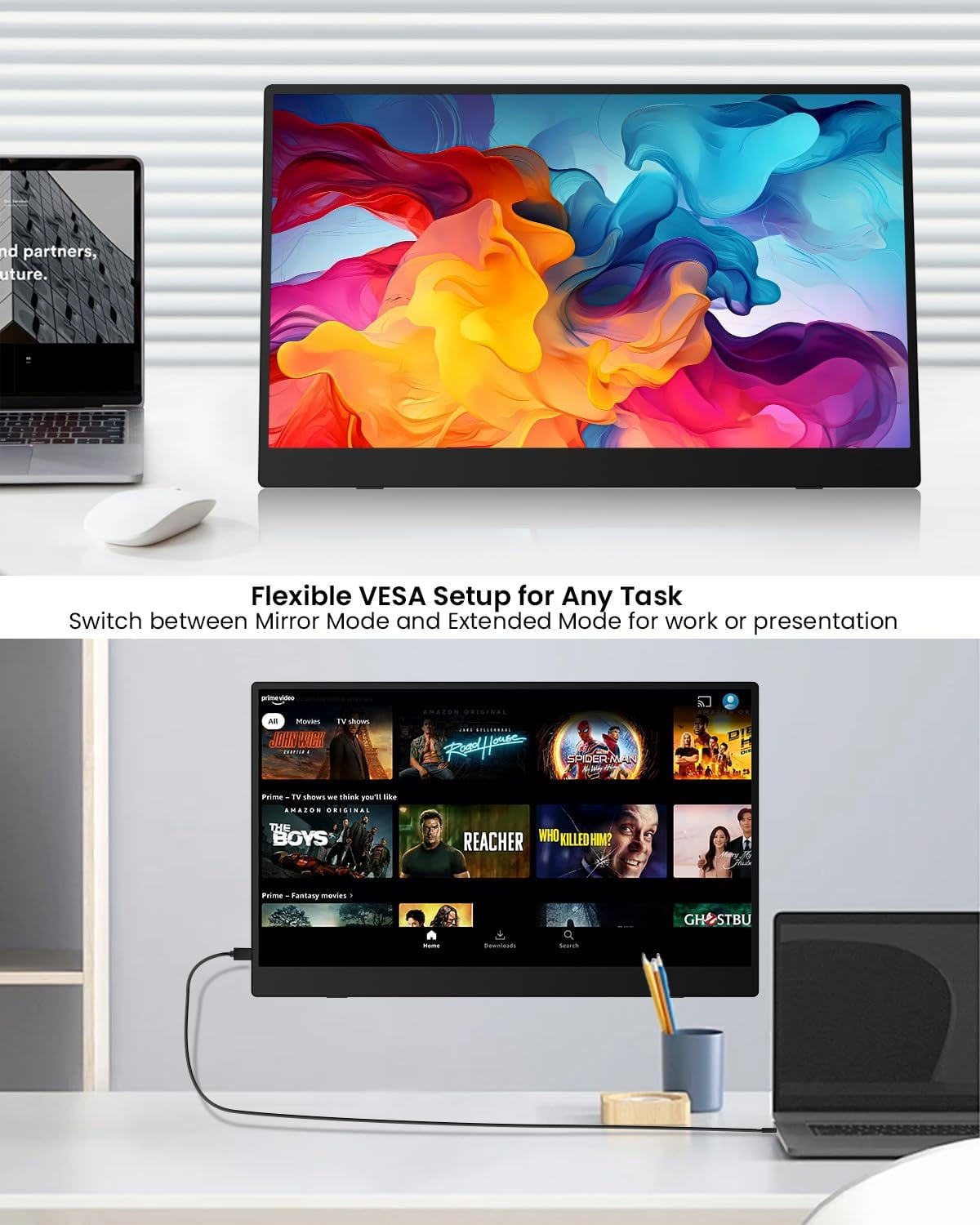 MESWAO 15.6" Portable Monitor FHD 1080P IPS USB-C HDMI, Plug and Play External Screen for Laptop, Phone, Mini PC & Game Console