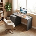 thumbnail image 2 of HOMCOM L Shaped Computer Desk with 3 Drawers Black Wood Grain, 2 of 10