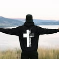 thumbnail image 2 of Hpapadks Mens Hoodies Oversized Vintage Cross Letter Print Hoodies Pullover Long Sleeve Drop Shoulder Design Hooded Mens Sweatshirts, 2 of 6