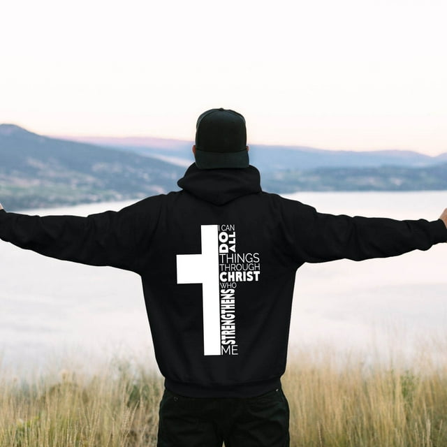 Men's Hoodies Sweatshirts Classic Back Print Long Sleeve Solid Color Pullover for Everyday Comfort