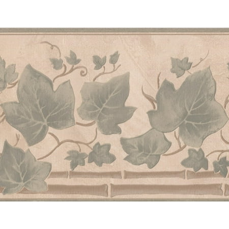 Sage Leaves Coconut White Modern Wallpaper Border Floral Design, Roll 15' x
