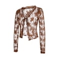 thumbnail image 4 of KOMOO Women Lace Mesh Cardigans Harajuku See Through Blouses Sheer Crochet Cardigans Cover Ups Tops, 4 of 9