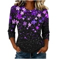 thumbnail image 2 of Warop Women's 3/4 Sleeve Tunic Tops Casual Trendy Printed Round Neck Blouses Fit Pullover T Shirts, 2 of 7