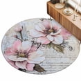 thumbnail image 2 of Small Round Rug 3Ft, Vintage Spring Floral Non-Slip Washable Circle Rugs Carpet, Pink Summer Botanical Retro Flowers Indoor Outdoor Rug Floor Mats Throw Runner for Bedroom Living Room Bathroom, 2 of 8