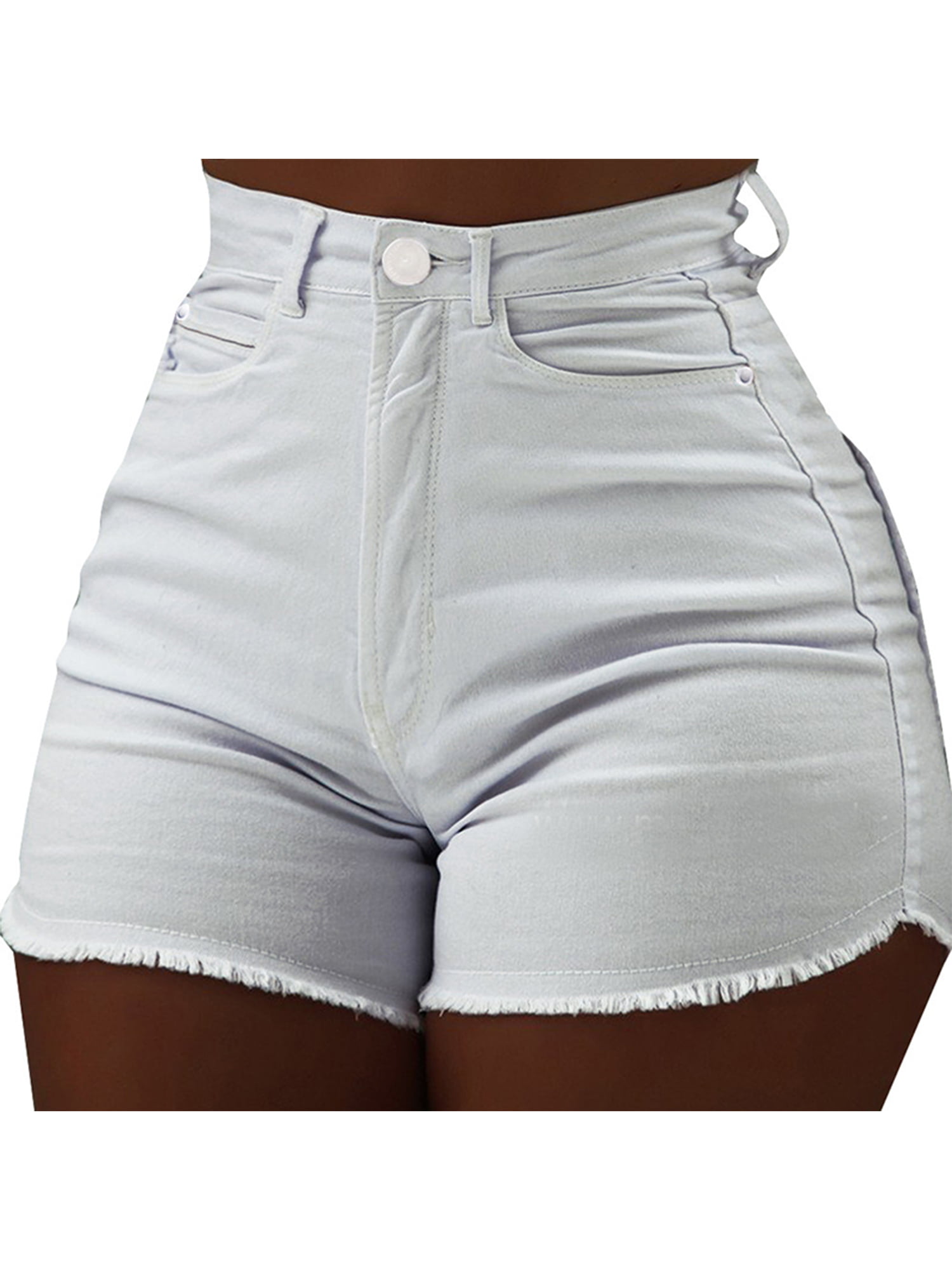 Wodstyle Women High Waisted Denim Jeans Shorts Summer Casual Stretch Hot Short Pants Mini