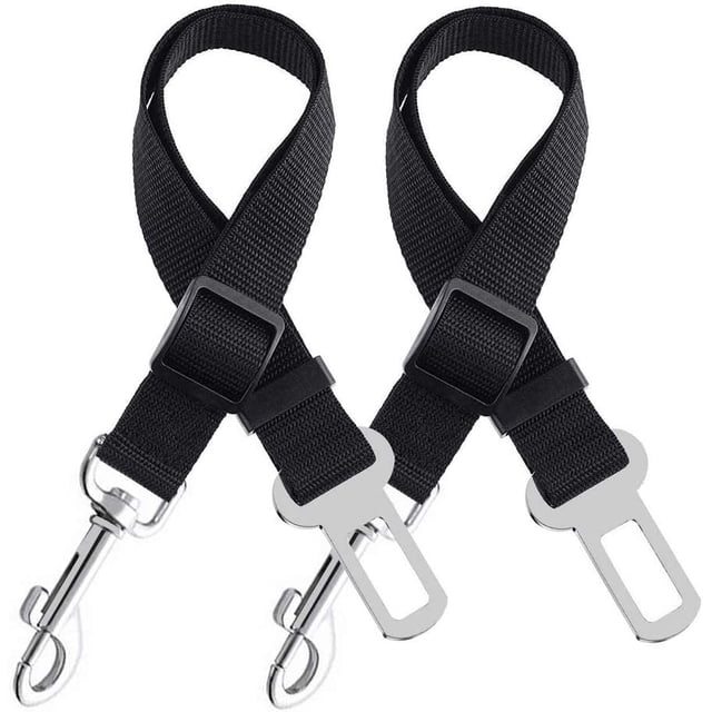 Negro - Paquete de 2 cinturones de seguridad ajustables Ripstop para perros, cinturón de seguridad universal para perros