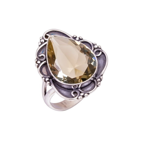 Smokey Gemstone 925 Sterling Silver Ring V11720, Smoky Quartz Ring, Gemstone Ring, Handmade Ring, Brown Ring, Pear Ring, Gift For Her, Wedding Gift, B