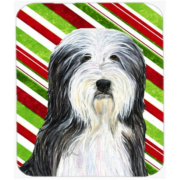 Bearded Collie Candy Cane Holiday Christmas Mouse Pad, Hot Pad Or Trivet