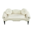 thumbnail image 6 of 54"Width Modern Velvet Upholstered Loveseat Sofa Accent Bedside Entryway Bench Small Sofa 2 Seater Couch Settee for Living Room Bedroom Nail Head Trimming with Wood Legs 2 Pillows (Beige), 6 of 6