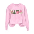 thumbnail image 2 of Fulijie Christmas, Women's Solid Long Sleeve and Crew Neck Hoodless Sweatshirt, Graphic Sweatshirts, Sweatshirt for Women, Autumn/Winter Solid Color Loose Print Hoodie, Pink, 2 of 4