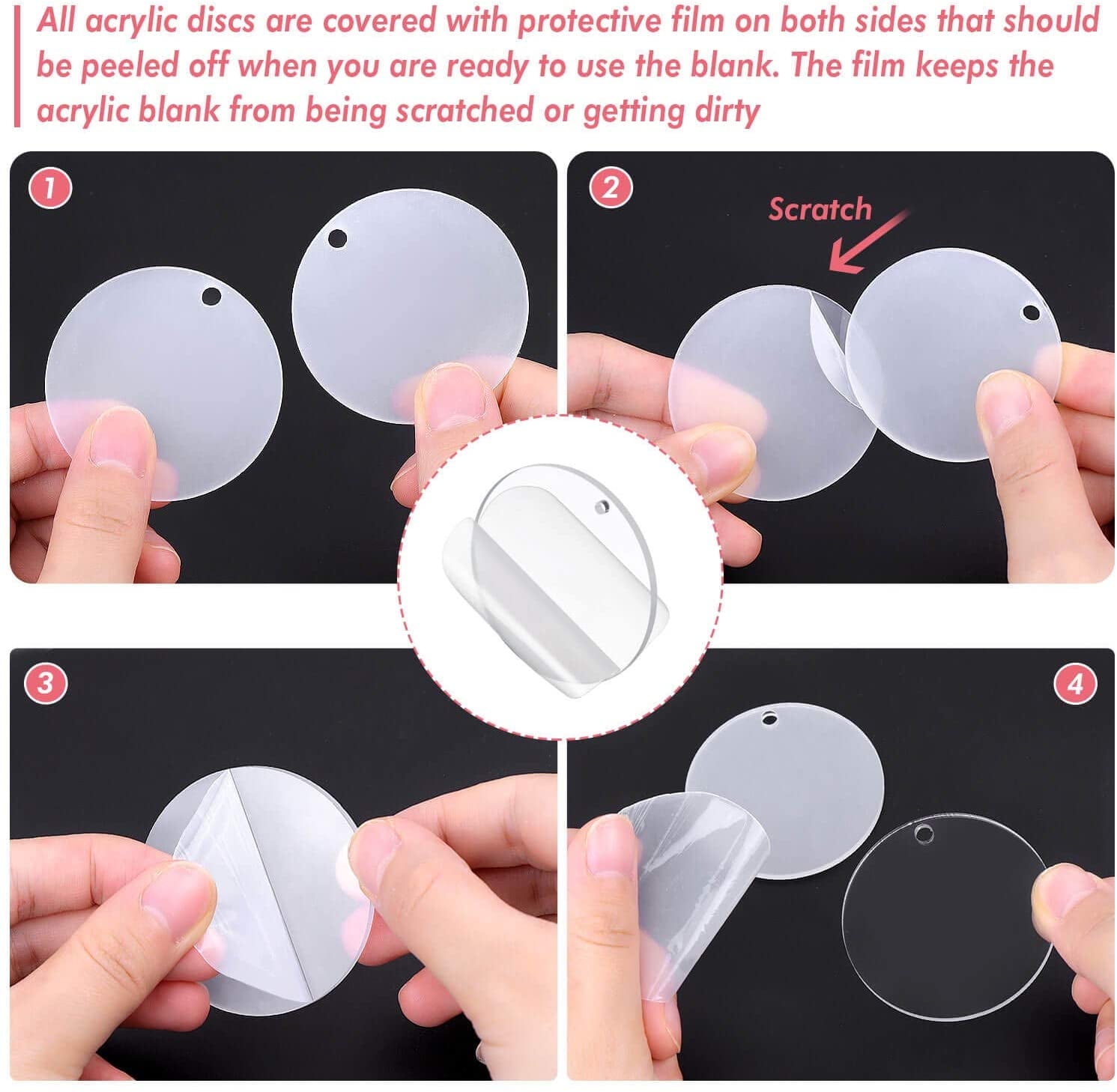 Acrylic Keychain Blanks Kit - 120pcs Including Clear Acrylic Blanks, Keychain Tassels, Key Rings, Jump Rings for DIY Key Chain Vinyl Crafting