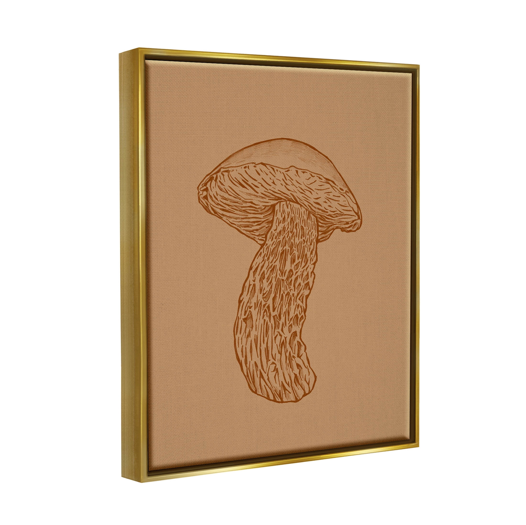 Stupell Industries Intricate Mushroom Nature Study Graphic Art Metallic Gold Floating Framed Canvas Print Wall Art, Design by Ziwei Li