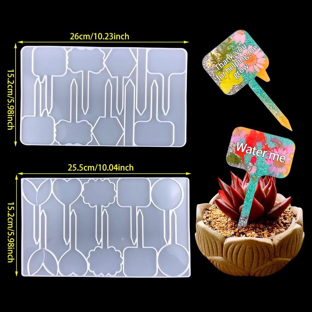 ABCISI 2 Pcs Plant Labels Resin Molds, Garden Markers Silicone Molds for Resin, Plant Tags Epoxy Resin Molds for Seed Potted Nursery Garden, T Shape