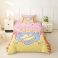 thumbnail image 2 of Castle Fairy Cute Pink Baseball Ice Cream Twin Duvet Cover, Sport Theme Twin Bedding, Pink Yellow Blue,Pink Reversible,2pcs,1 Duvet Cover and 1 Pillowcase, 2 of 6