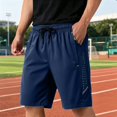 thumbnail image 4 of Resicozy Casual Sweat Shorts for Men with Zipper Pockets Cotton Athletic Gym Shorts Lightweight Running Lounge Shorts Navy 2XL, 4 of 8