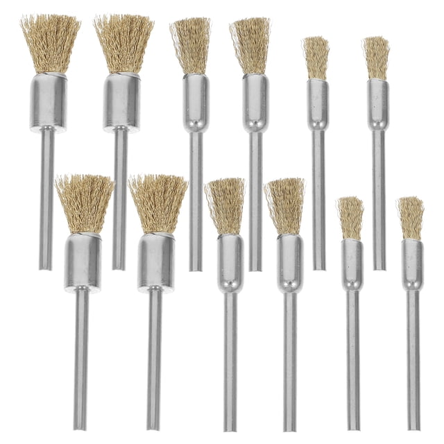 FRCOLOR Cleaning Brushes 15pcs Handle Electric Grinding Brush Mini Metal Wire Wheel Brush Cleaning Brushes Cleaning Tools Useful Devices for Machine (Copper Pattern),2.01"X0.31"X0.31"