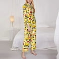 thumbnail image 4 of Kll Funny Construction Vehicles Print Women'S Long Sleeve Pajamas With Pants Sleepwear Loungewear 2 Set-Xx-Large, 4 of 9