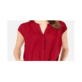 thumbnail image 2 of INC Womens Chiffon Cap Sleeves Button-Down Top Red XXL, 2 of 3