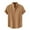 Brown, variant on IYTR Mens Shirts Loose Comfy Beach Shirts with Pocket Solid Color T-shirts Short Sleeve Button Stand Collar Shirts Army Green M