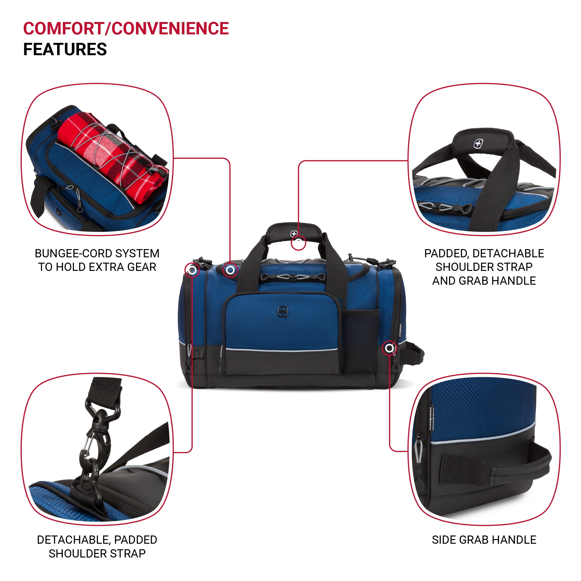 SWISSGEAR Apex Durable Duffle Bag for Travel and Gym/Sports for Men/Women, Navy Blue Dobby