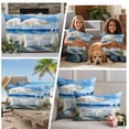 thumbnail image 5 of Coastal Sea Wave Blue Outdoor Waterproof Pillow Covers, Nautical Ocean Beach Plant Decorative Square Throw Pillowcase Sofa Cushion Sham for Patio/Couch/Chair, 26"x26" 2 Pack, 5 of 8