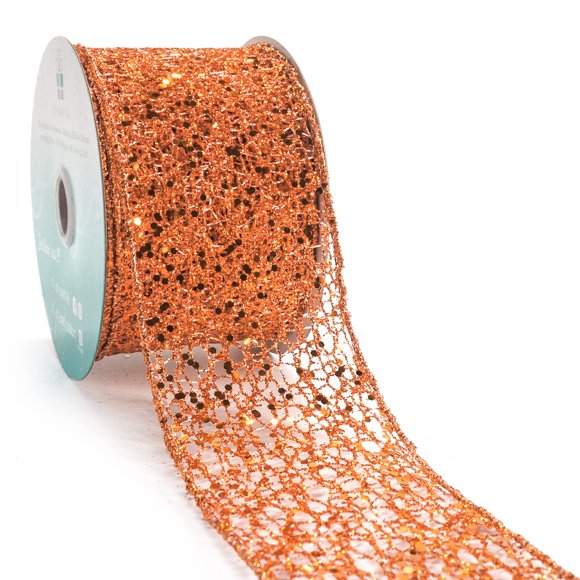 Cinta decorativa CT CRAFT LLC Sparkling Glitter, 6,35 cm x 9,1 m, color naranja bronce