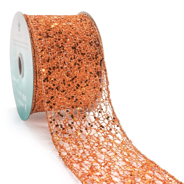 Cinta decorativa CT CRAFT LLC Sparkling Glitter, 6,35 cm x 9,1 m, color naranja bronce