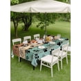 thumbnail image 4 of Outdoor Tablecloths with Umbrella Hole & Zipper, Teal Blue Brown 60 x102 Inch Rectangle Tablecloths, Rustic Farmhouse Dog Paw Vintage Waterproof Table Cloth, Patio/Pool/Picnic Table Covers, 4 of 8