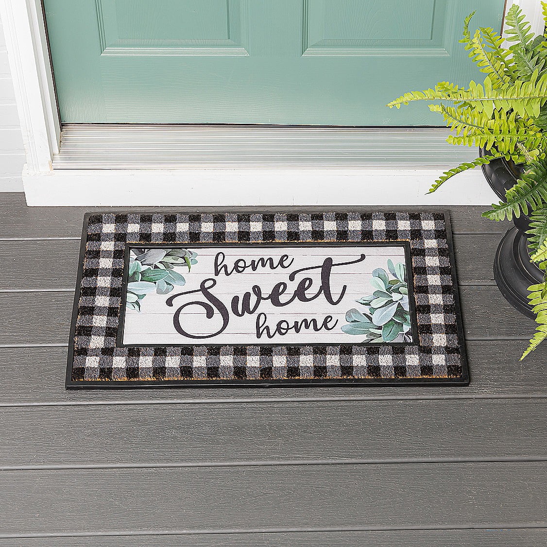 Evergreen Home Sweet Home Eucalyptus Sassafras Indoor Outdoor Switch Doormat 1'10"x10" Multicolored