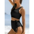 thumbnail image 3 of SHEWIN Women's Swimsuits 2 Piece Bikini Bathing Suits Set High Waisted Retro Floral Print Tummy Control Beach Swimwear Black US 12-14, 3 of 7