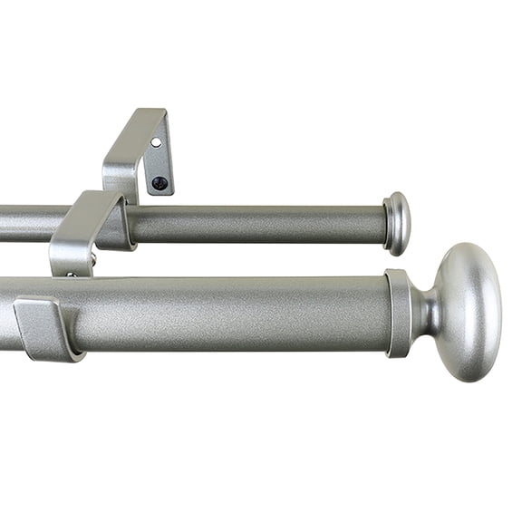 Meriville 1-Inch Diameter Prima Telescoping Double Window Treatment Curtain Rod, 28-Inch to 48-Inch, Pewter