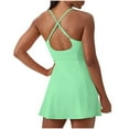 thumbnail image 3 of LLYwey Womens Tennis Workout Dresses with Built-in Bra & Shorts Women's Activewear Summer Spaghetti Strap Sleeveless Athletic Dresses, I-18, Green, M, 3 of 6